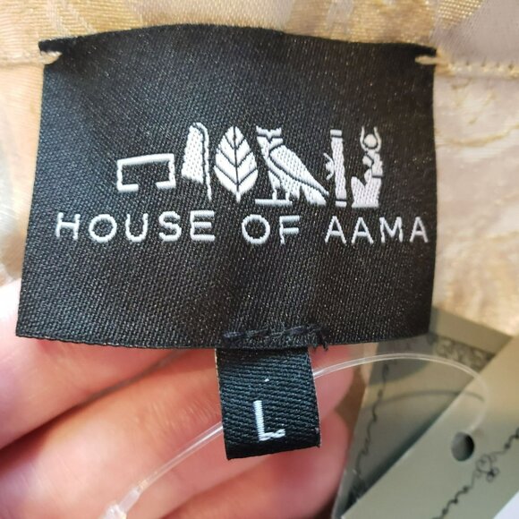 House of AAMA Mens Cherub Ogun Military Pants Tan Creme Jacquard Floral Print - Picture 6 of 15